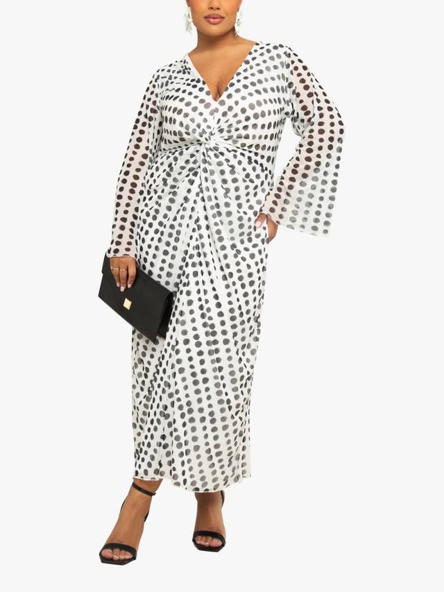 

Платье миди с кружевом в горошек и запахом спереди для полных FASHION SZN Curve