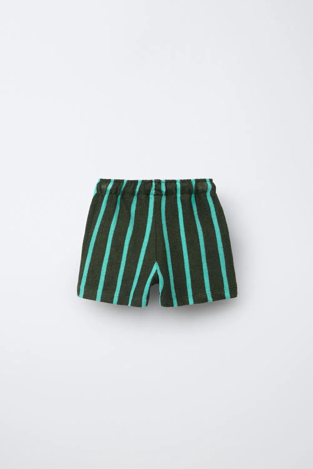 Полосатые махровые бермудские шорты ZARA, Green — фото 2