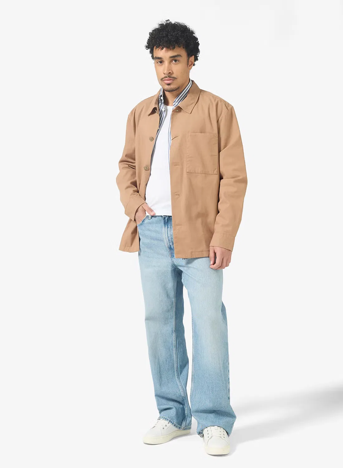 Рубашка-куртка с длинным рукавом твиловая Calvin Klein, коричневый — фото 4