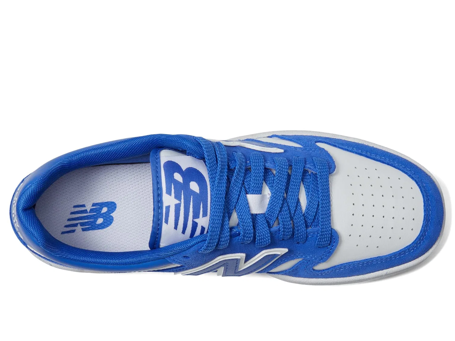 Детские кроссовки для мальчиков кожаные 480 V1 Lace-up New Balance, Blue White — фото 3