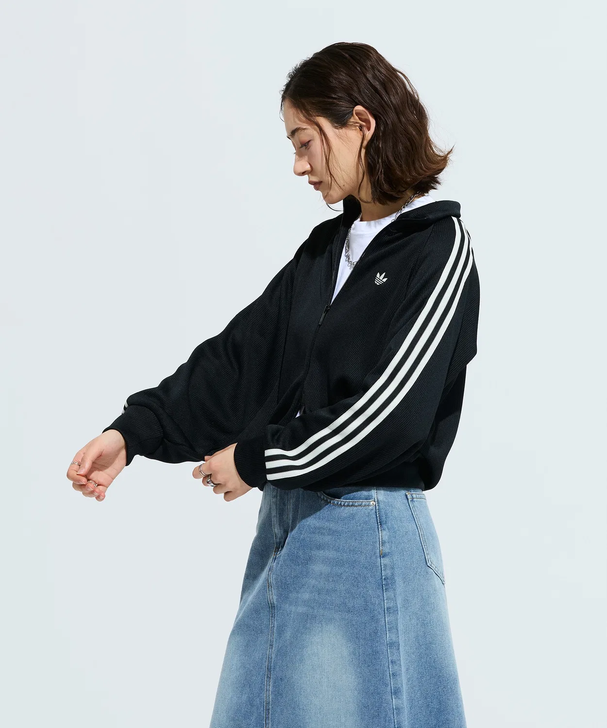 Женский джерси-топ с принтом трилистник Adidas Originals, Black — фото 3