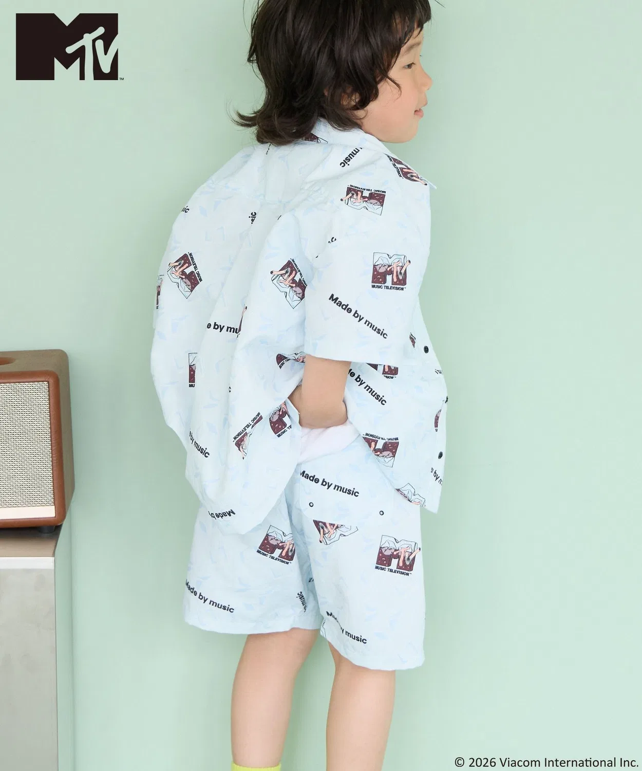 Детские шорты с принтом MTV Light Blue LOWRYS FARM, Light Blue