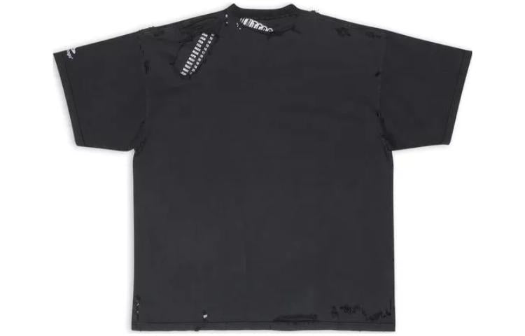 Футболка Balenciaga 3B Sports Icon Repaired Oversized T-Shirt 'Washed Black', черный — фото 2