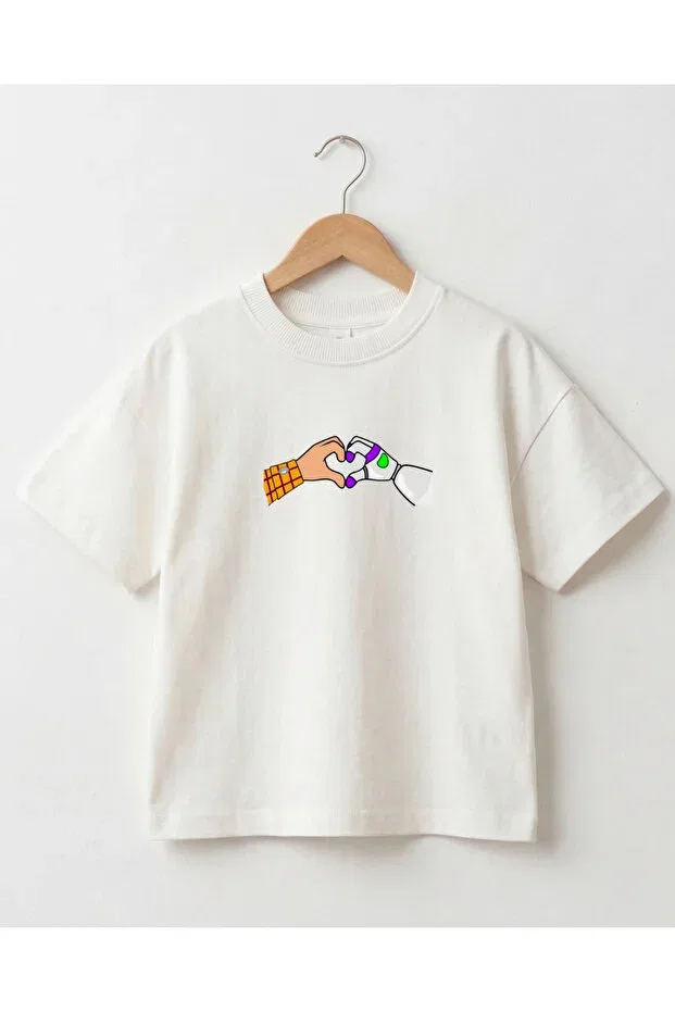 Детская футболка оверсайз с принтом Cowboy and Space Themed Print Babytex, Ecru — фото 2