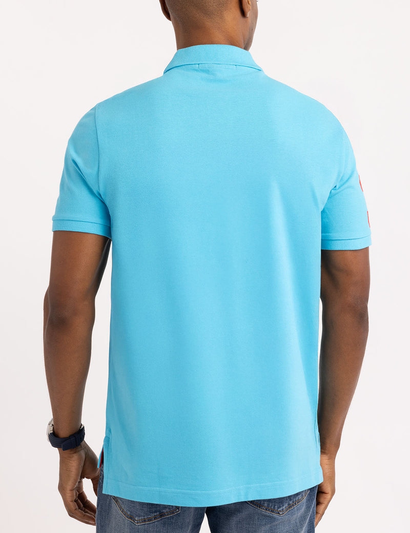 Мужская футболка-поло U.S. Polo Assn. Multi Color Big Logo Solid, голубой — фото 2