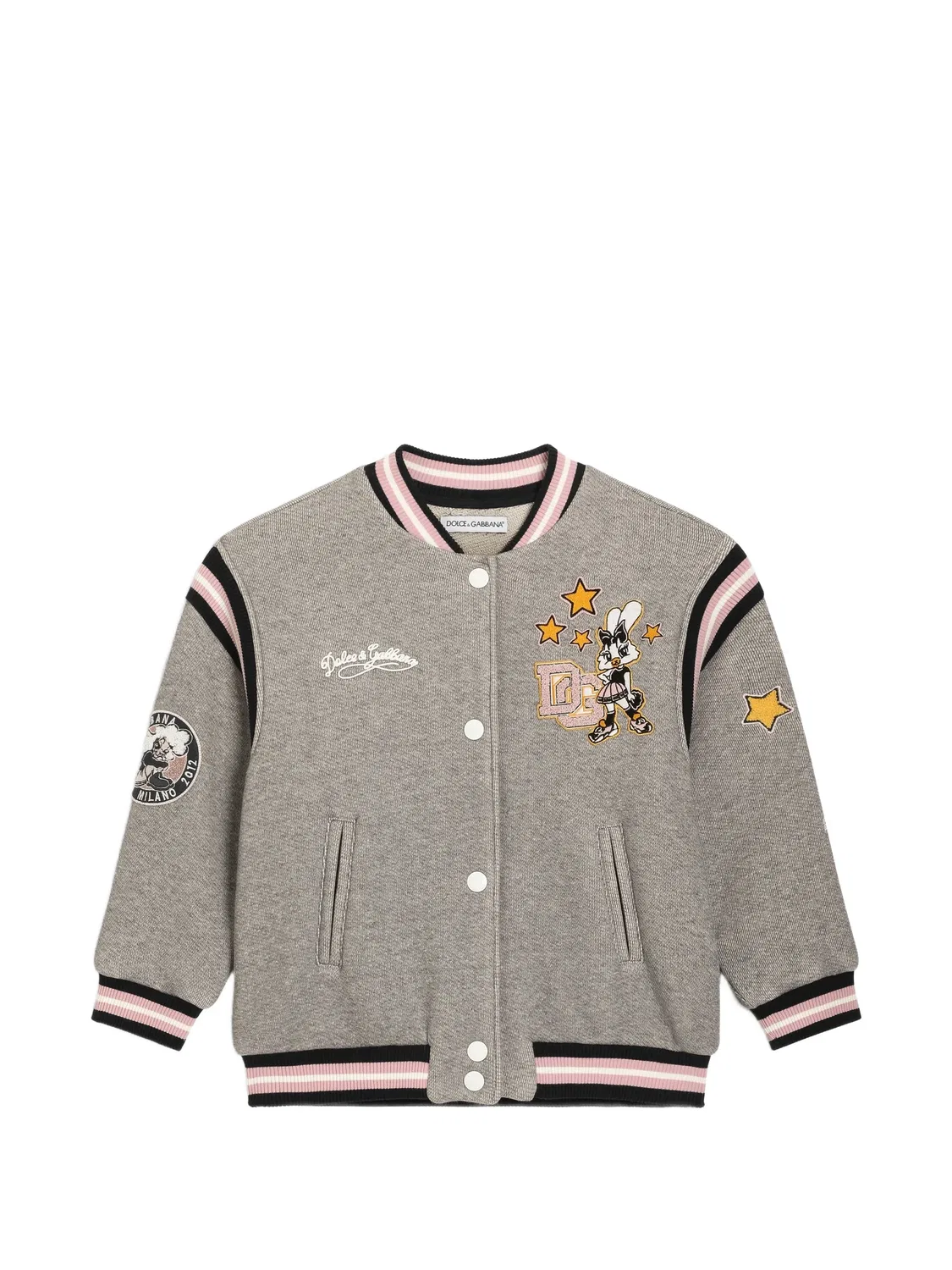 Флисовый бомбер с нашивкой Dolce & Gabbana Kids, серый