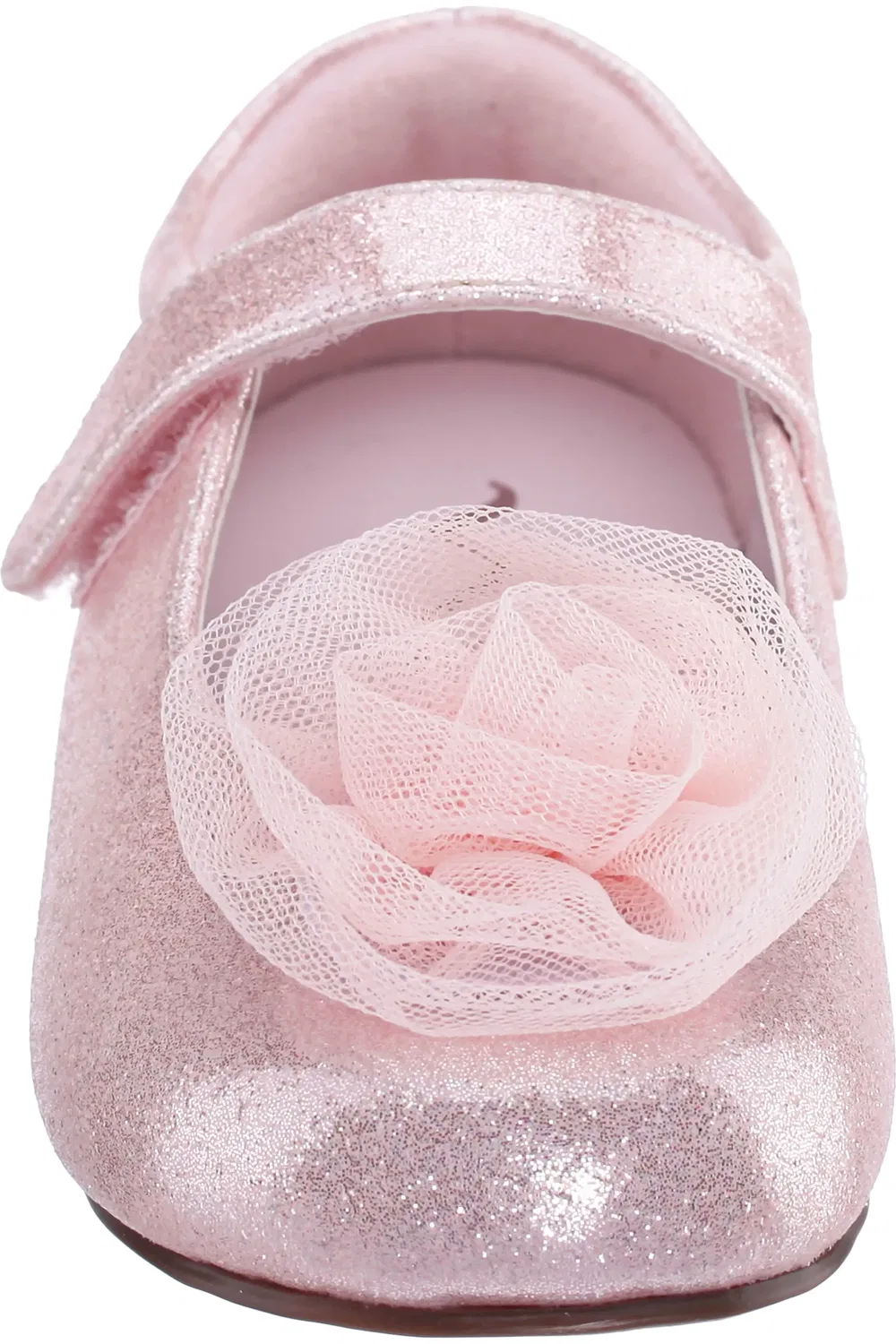 Детские туфли Мэри Джейн с розеткой Nina, Light Pink Shimmer — фото 4