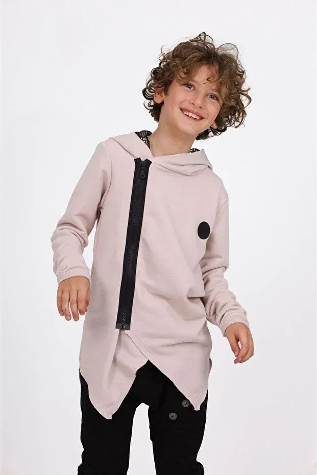 Детский кардиган для мальчиков с капюшоном Minigimin Cicileri, Nude Color
