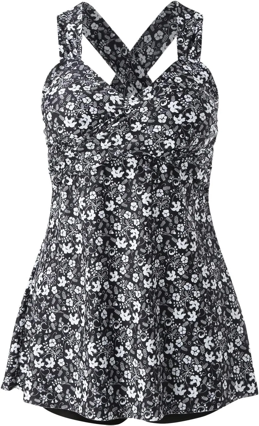 Женский купальный костюм с эффектом утяжки живота Swimdress, White — фото 3