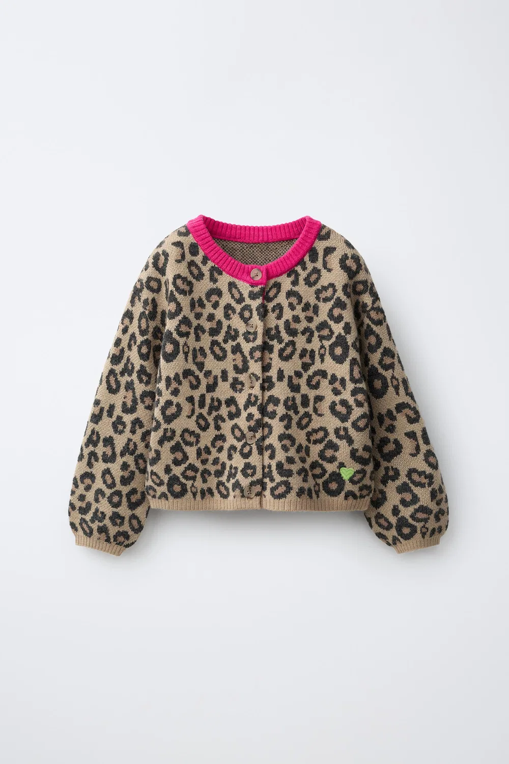 Вязаный кардиган с контрастным животным принтом ZARA, Leopard