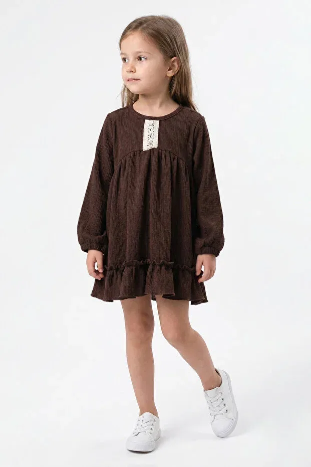 Детское платье для девочек с длинным рукавом Womi Kids, Brown