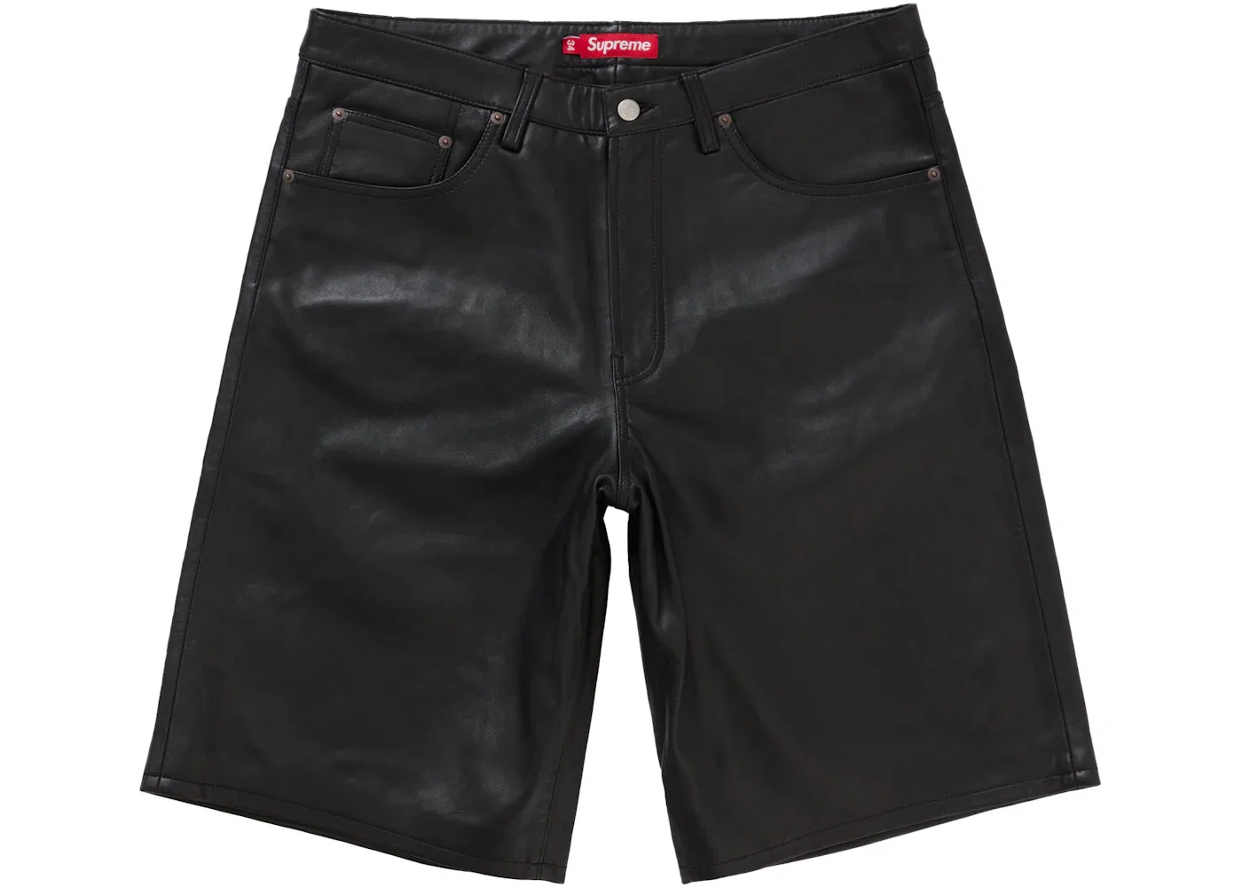 Мужские кожаные шорты свободного кроя Baggy Leather Short Supreme, черный