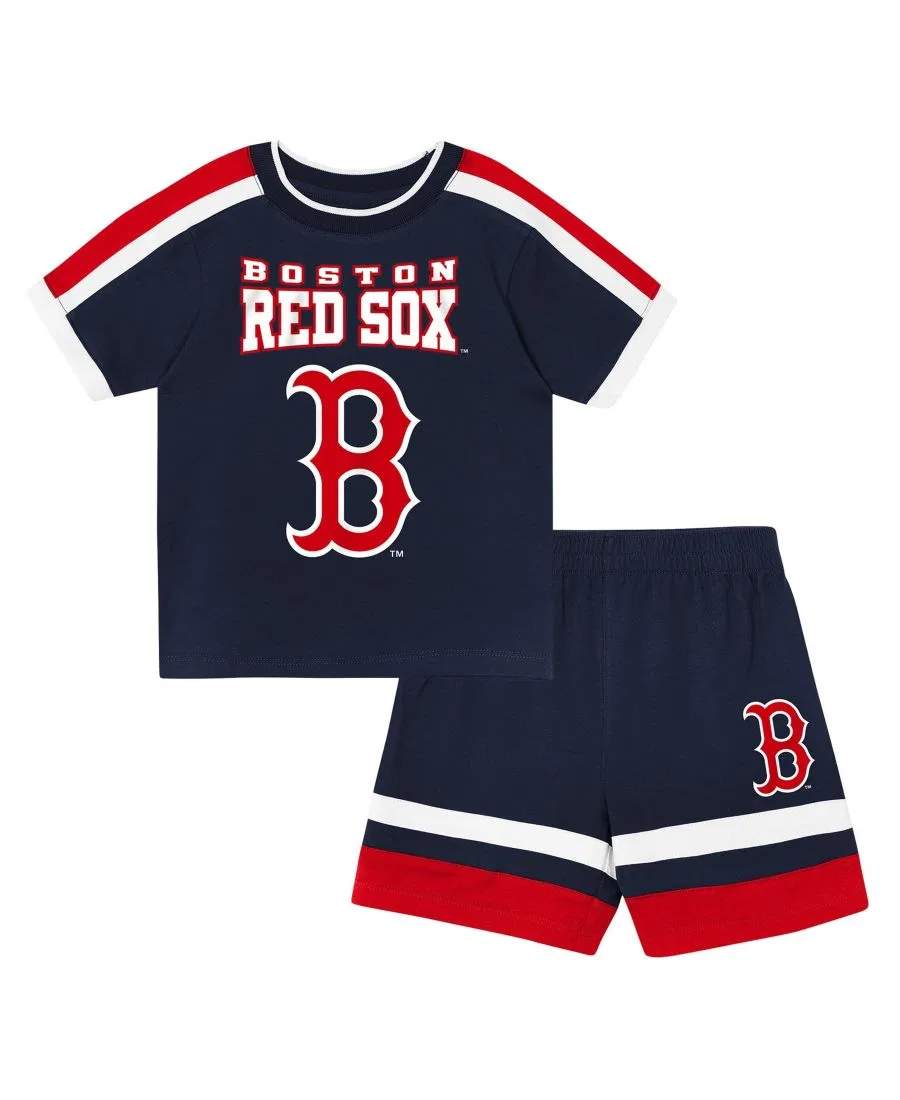 Комплект футболки и шорт из хлопка с принтом Boston Red Sox Ground Ball Outerstuff, Navy