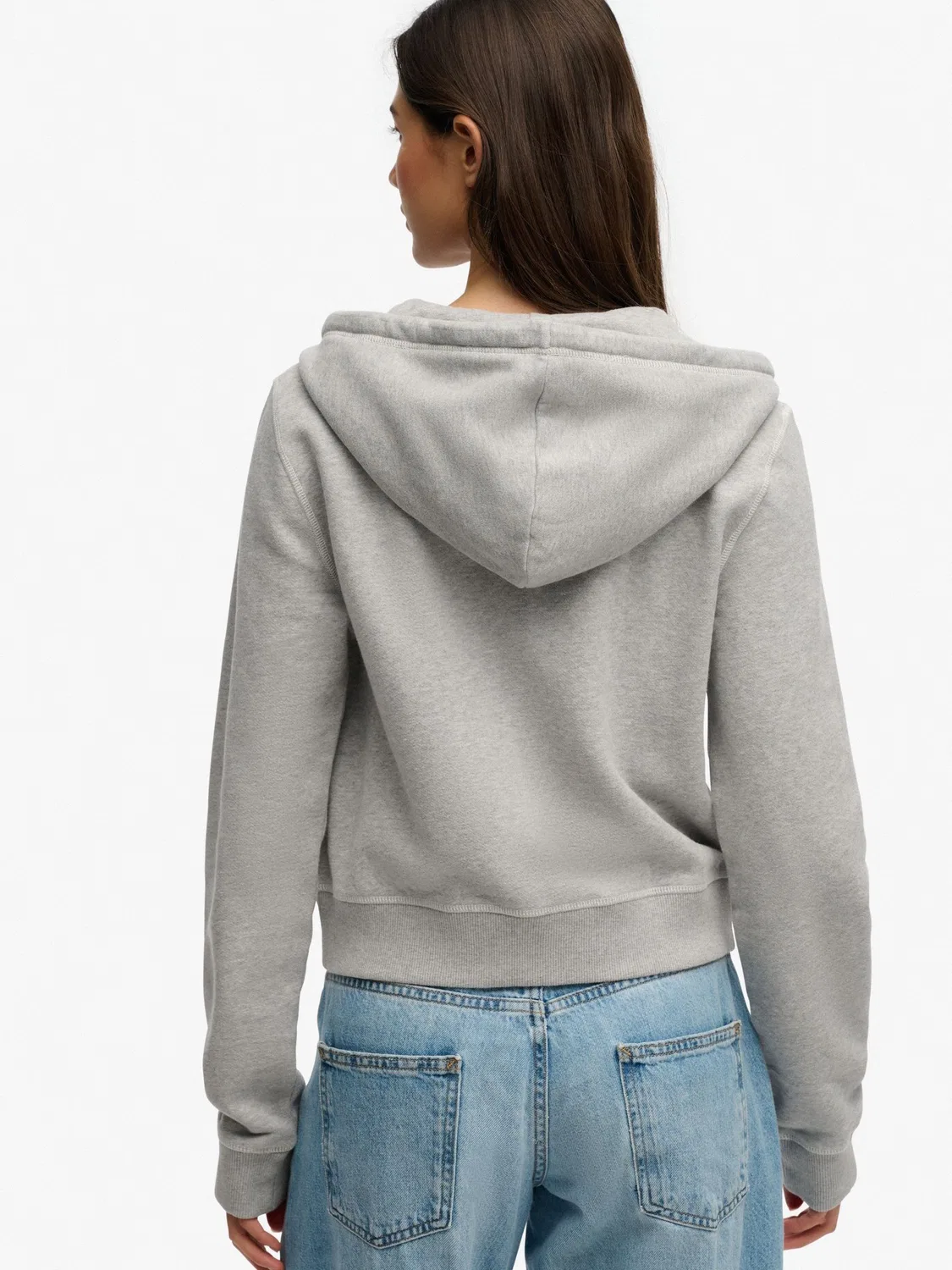 Худи-кроп с застежкой-молнией, Athletic Essentials Superdry, серый — фото 3