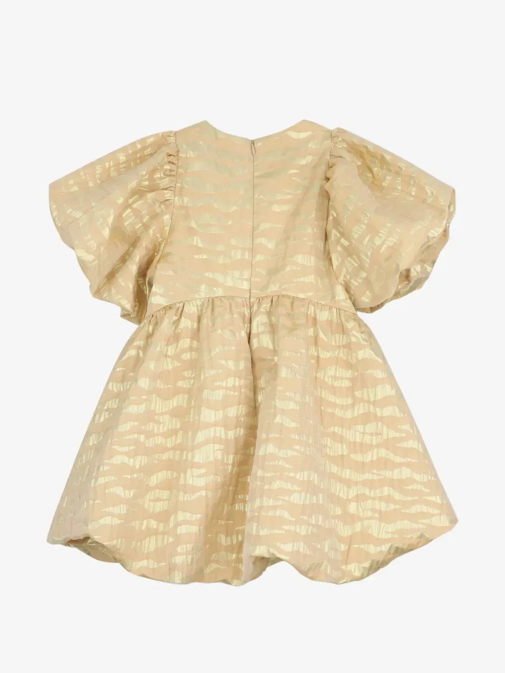 Жаккардовое платье с объемными рукавами Kenzo Kids, бежевый — фото 4