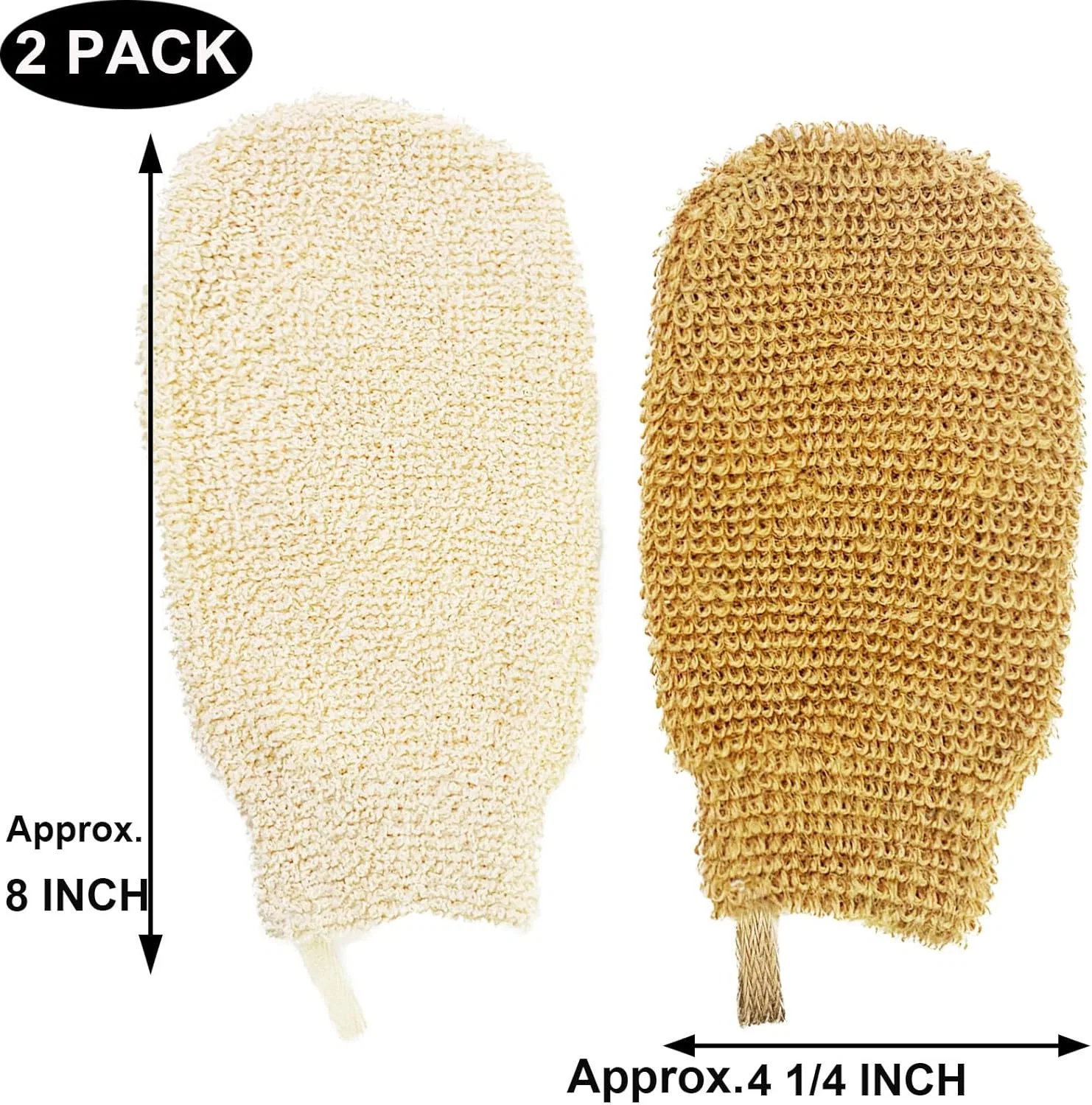 Эксфолиирующие перчатки для ванны, набор 2 шт, PPHAO BASIC, Natural White Or Light Brown — фото 2