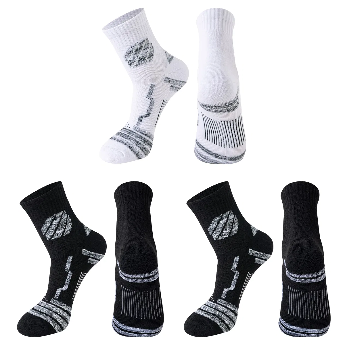 Детские носки для баскетбола, комплект из 3 пар, Black 2+White, MIIOW