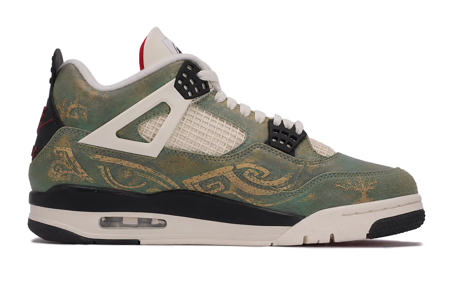 Детские кроссовки для мальчиков с принтом, модель Air Jordan 4 Retro OG Flight Club, Jordan, Bronze Gold Green — фото 3