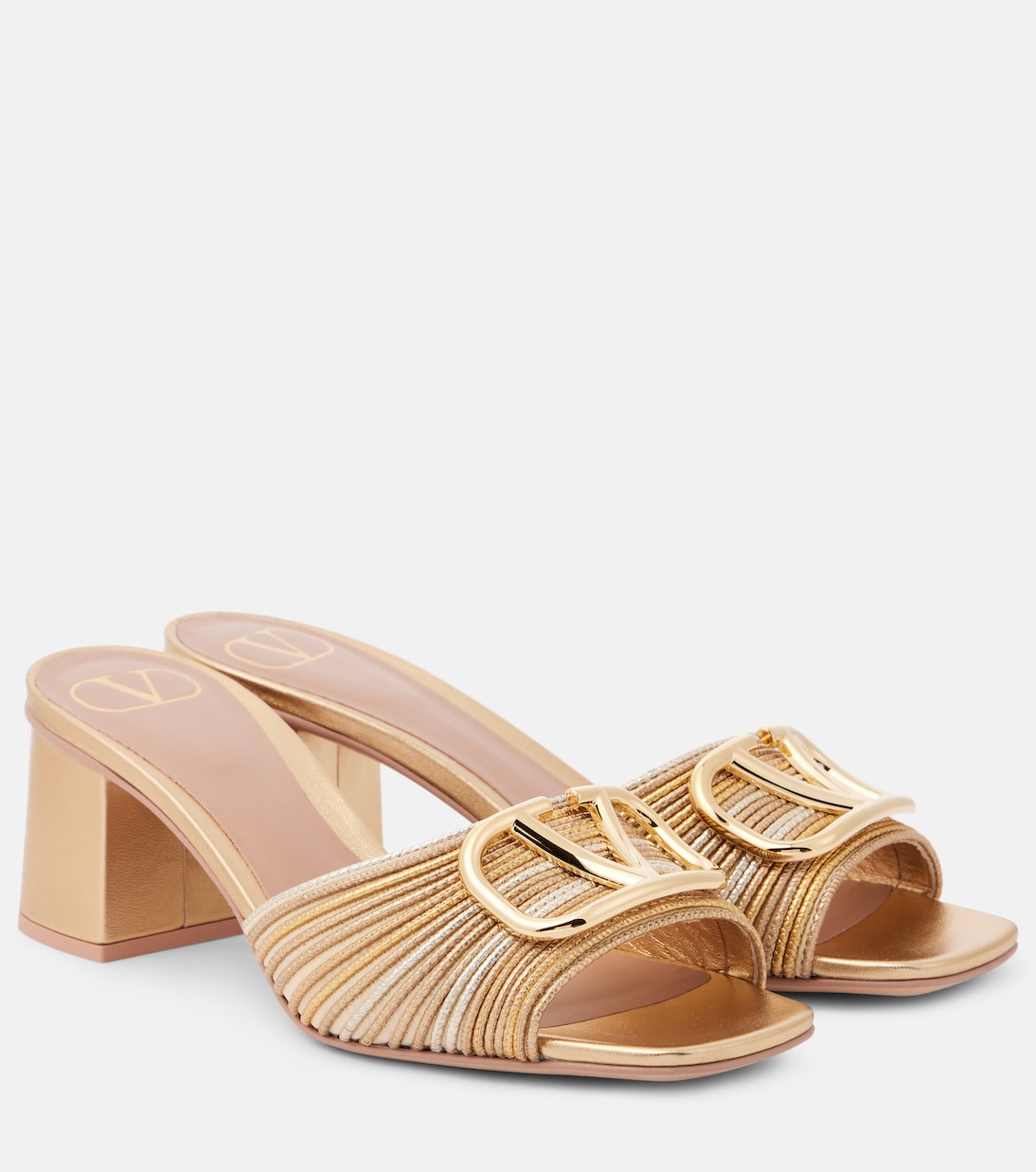VLogo Signature 60 металлик мюли Valentino Garavani, Multicolor Oro/Star Gold
