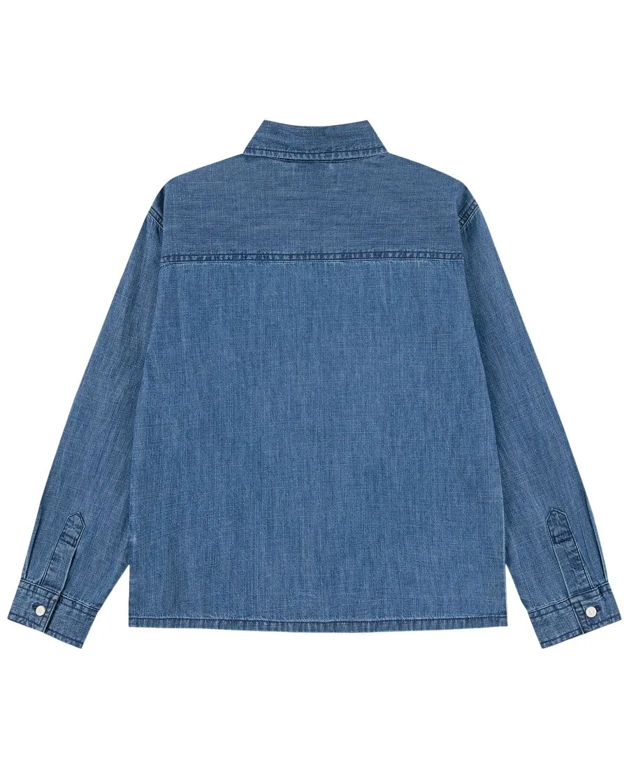 Детская рубашка с длинным рукавом джинсовая Patch Shirt abercrombie kids, Anf Blue Chambray — фото 2