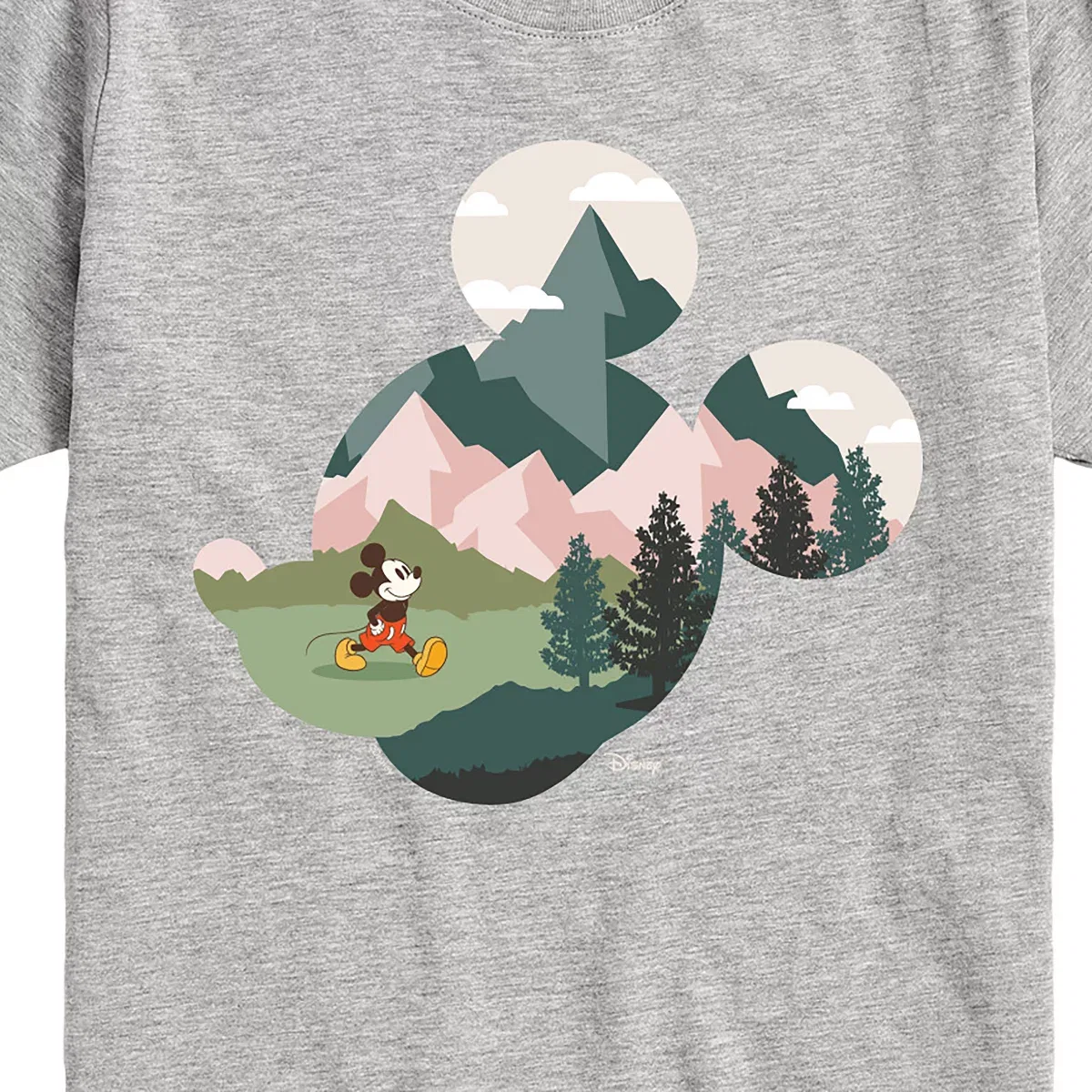 Детская футболка с коротким рукавом с принтом Mickey Head Nature Fill Disney, Athletic Heather — фото 2