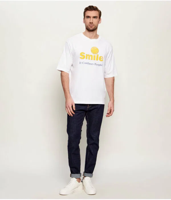 Мужская футболка с принтом Dsquared2 X Smiley Loose Fit, белый — фото 2