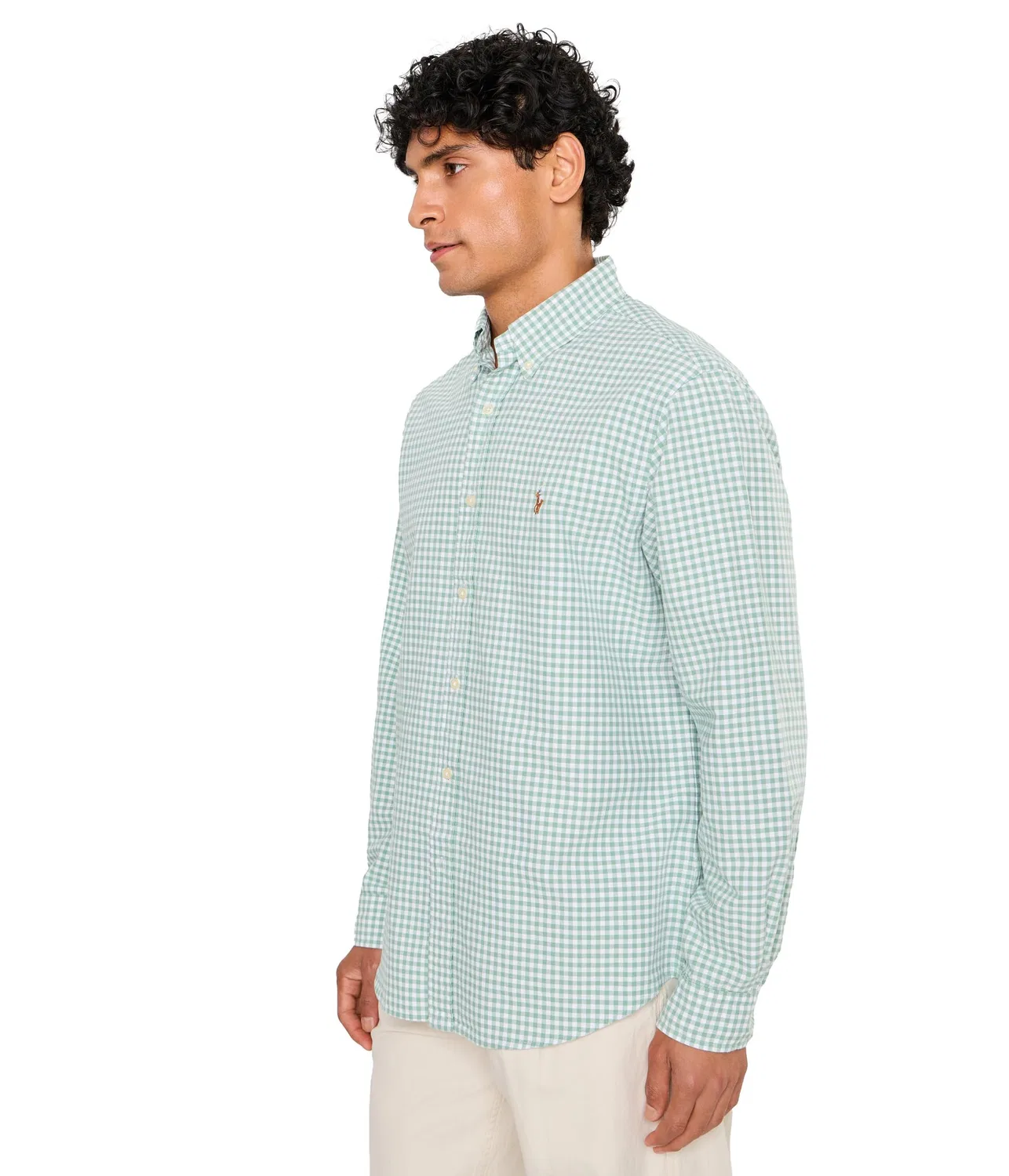 Классическая рубашка Оксфорд из ткани, окрашенной в готовом виде. Polo Ralph Lauren, Faded Mint/White — фото 3