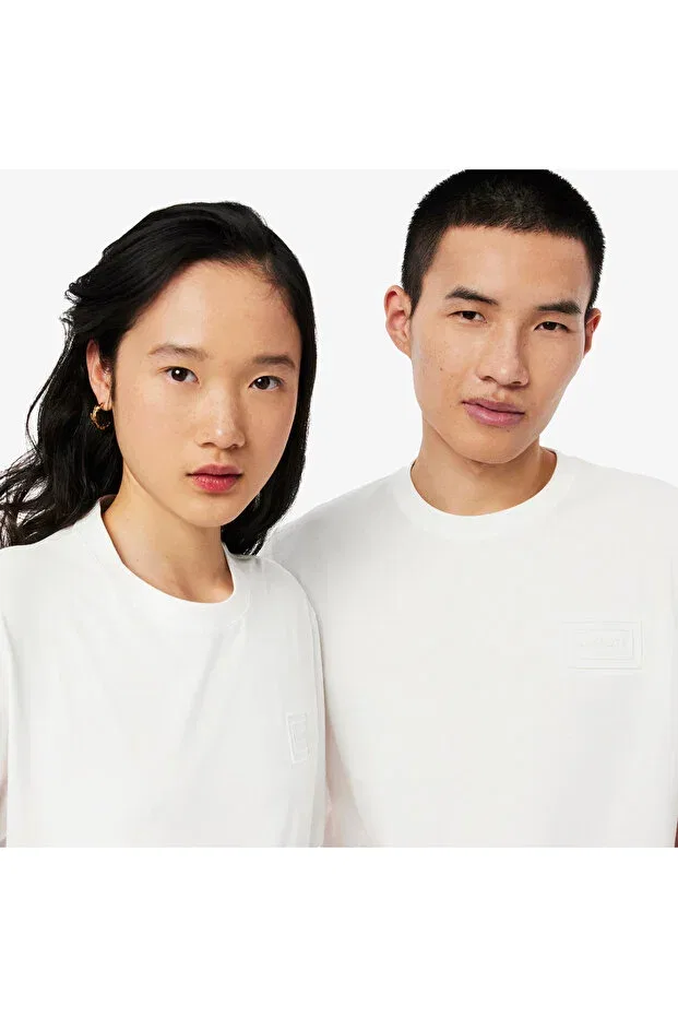 Футболка Lacoste Embossed branding jersey t-shirt, Белая — фото 2