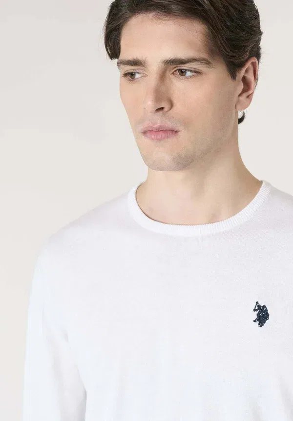Джемпер с воротником-гольф U.S. Polo Assn. Bianco, белый — фото 4