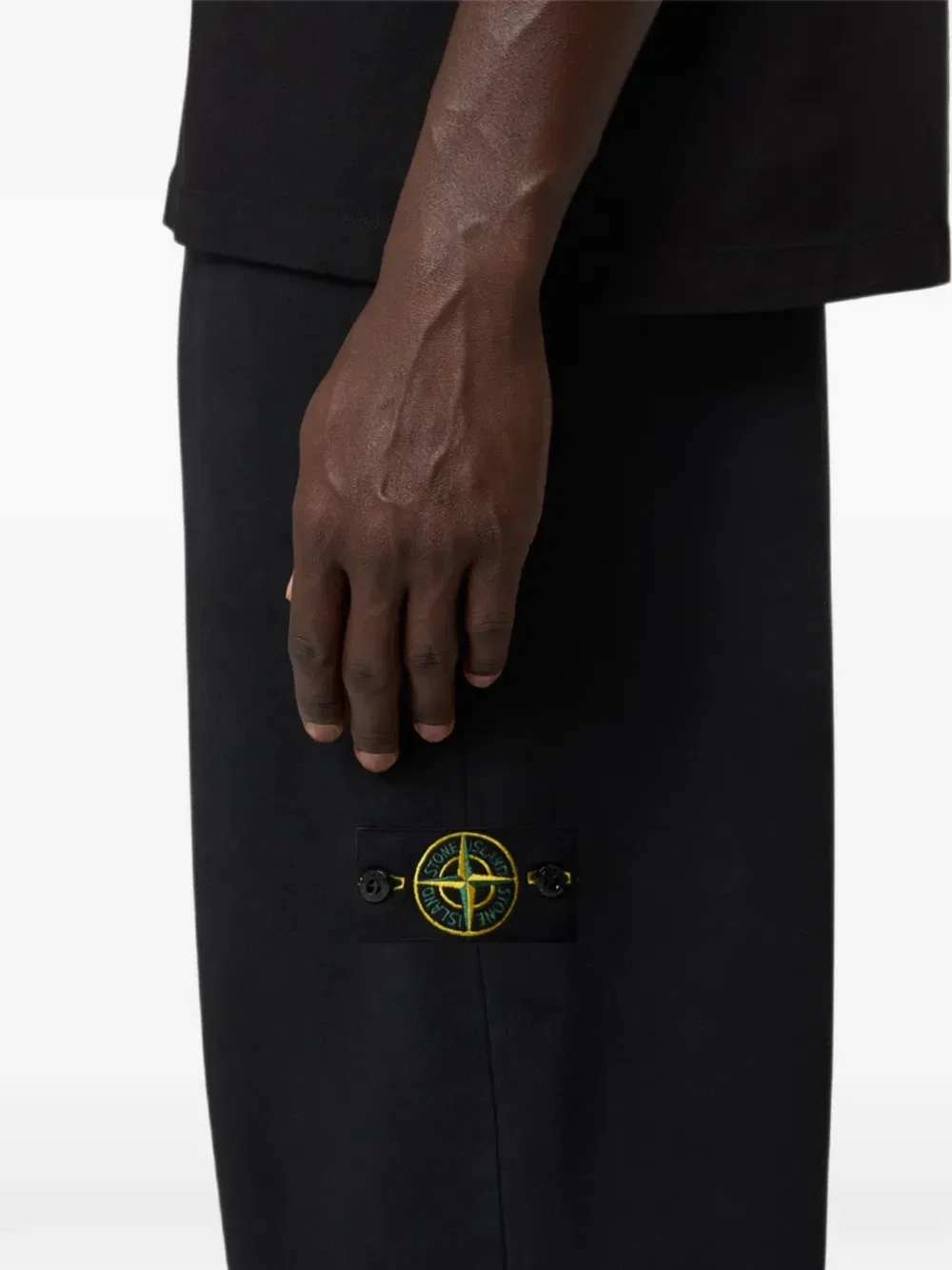 Спортивные брюки с логотипом-нашивкой Stone Island, черный — фото 3