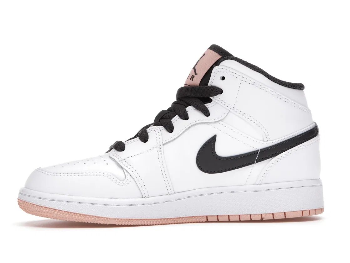 Детские кроссовки с перфорированным носком Jordan 1 Mid Jordan, White/Anthracite-Arctic Orange — фото 3
