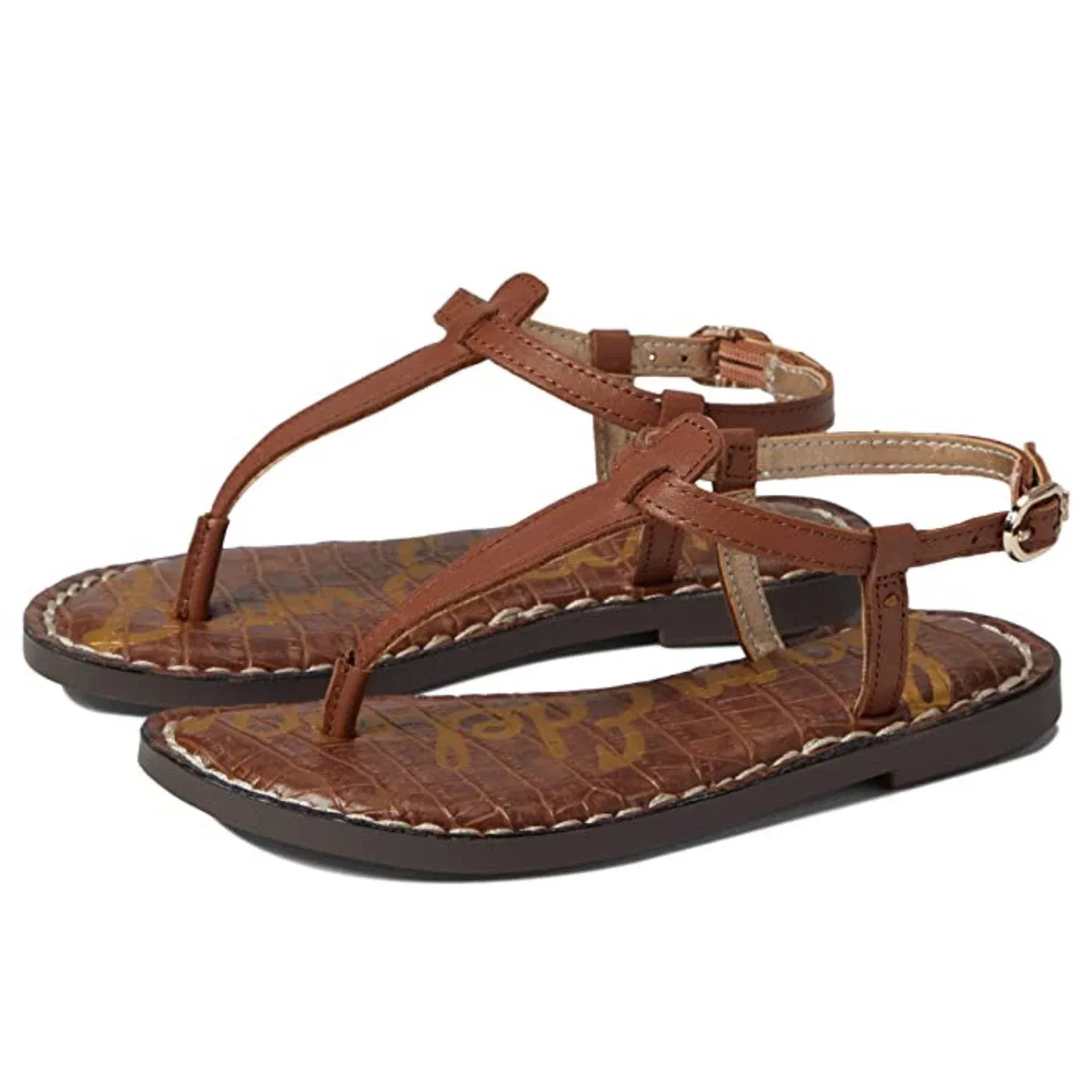 Детские мини-сандалии Sam Edelman Gigi из кожи с ремешком на щиколотке ZAP854, коричневый