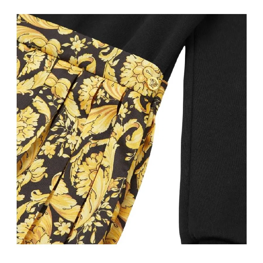 Платье с принтом Barocco Logo Print и плиссированной юбкой Young Versace, Black/Oro — фото 3