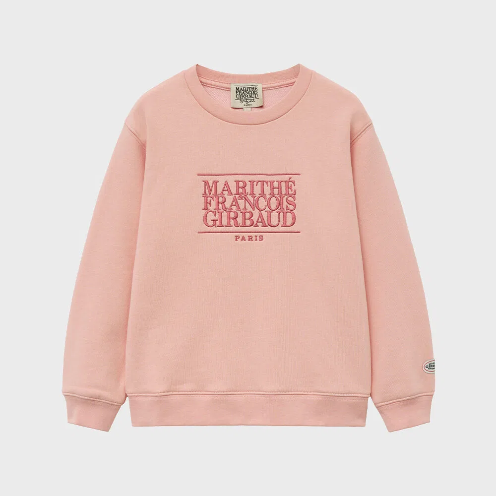 Детский свитшот с классическим логотипом розовый от Marithé Kids