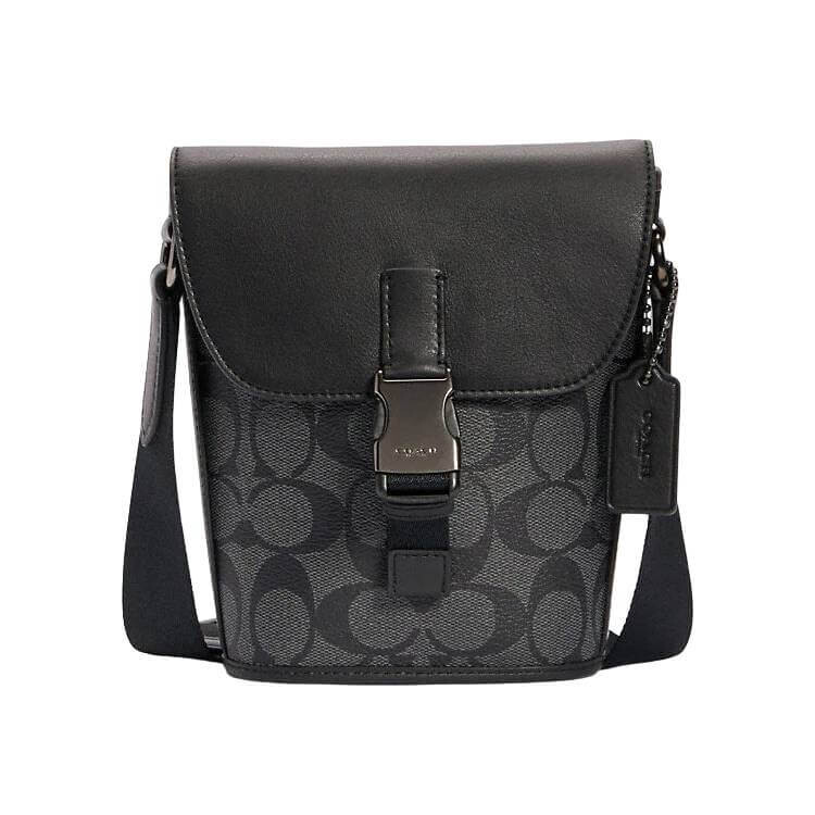 

Сумка Coach Outlet Track Small Flap Crossbody In Signature Canvas, бронзовый/темно-серый