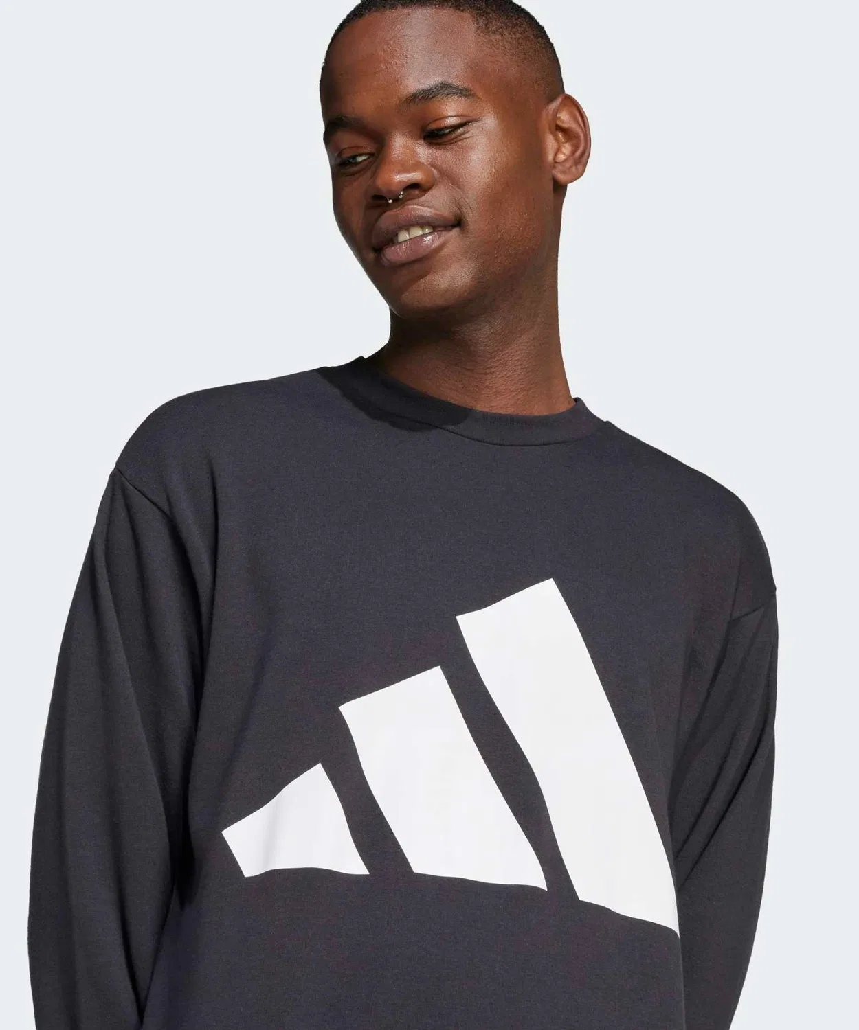 Мужской свитшот с длинным рукавомAdidas Essentials Big Logo French Terry, Black — фото 3