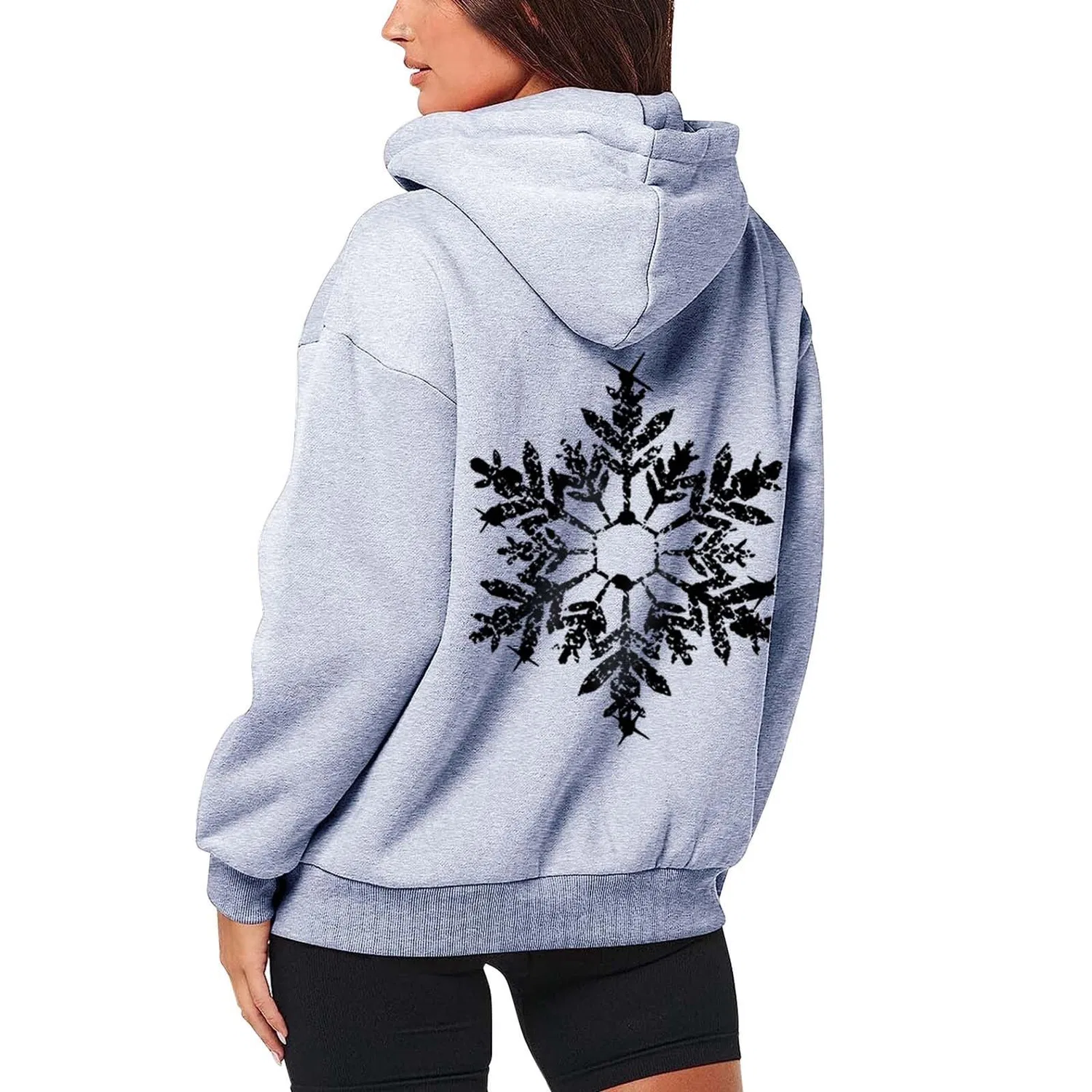 Женское пальто с капюшоном и длинным рукавом Moda Moda Natale Stampato, Grigio chiaro