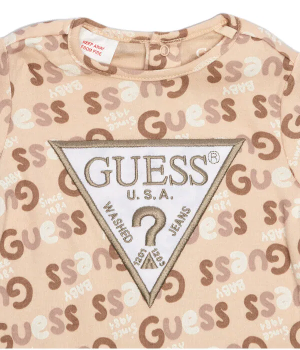 Детское боди Regular Fit Guess, бежевый — фото 3