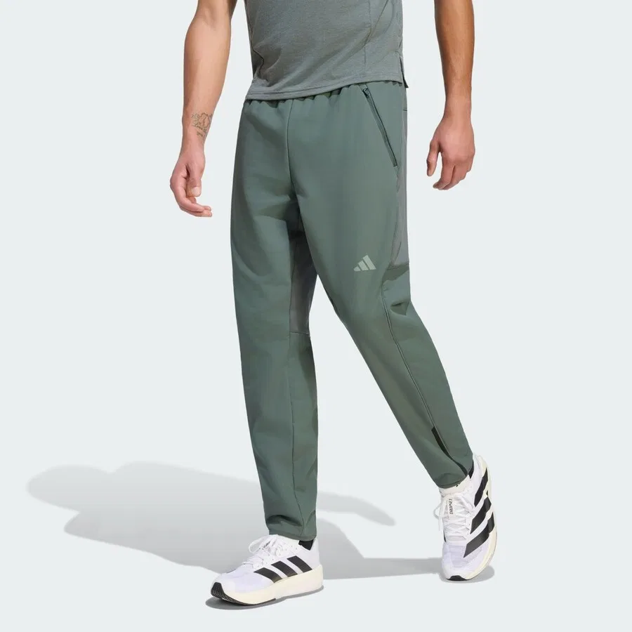 Спортивные брюки ADIDAS PERFORMANCE Tapered Workout Pants 'D4T' темно-зеленого цвета — фото 2