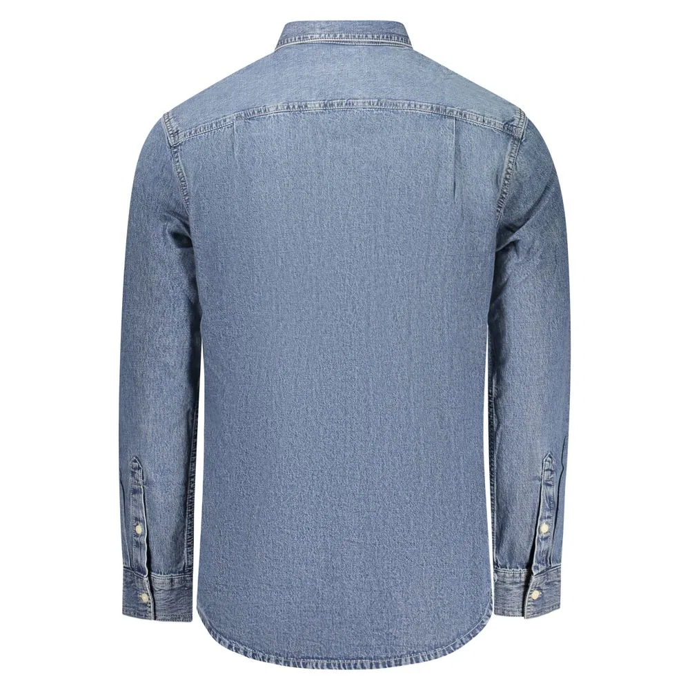 Мужская рубашка с принтом Blue Cotton Men's Shirt Calvin Klein, Blue — фото 2