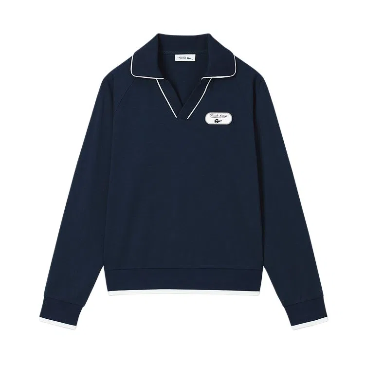 Женское поло LACOSTE с V-образным вырезом, Navy Blue