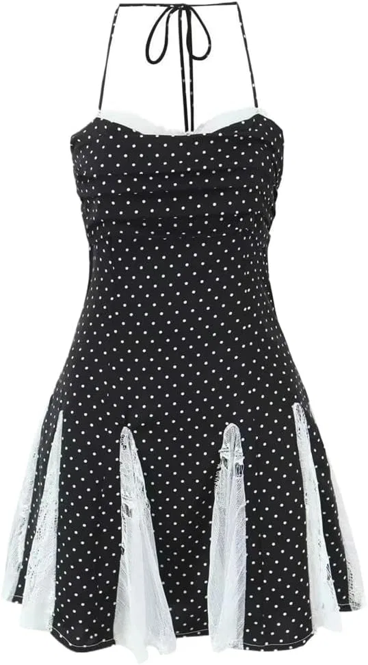 Женское кружевное мини-платье с пайетками Halter Neck, Black