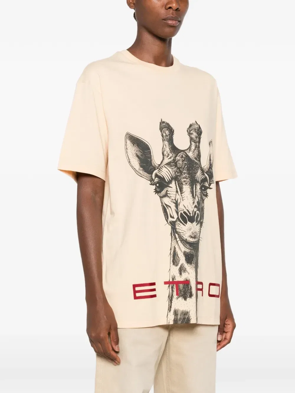 Футболка с логотипом и жирафом Etro, бежевый — фото 3