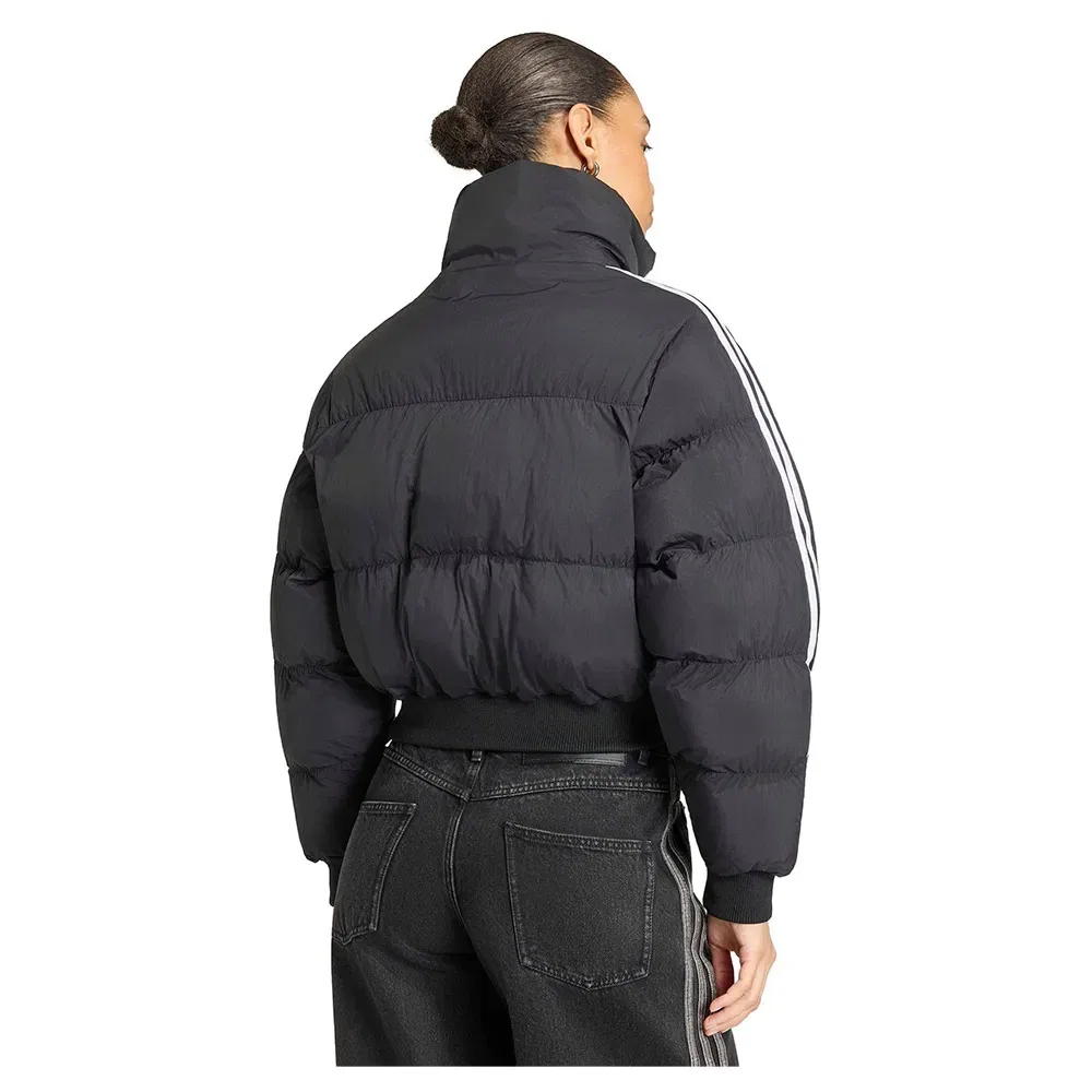 Женская куртка-пуховик с высоким воротником Adicolor Short Puffer Jacket Adidas Originals, Black — фото 2