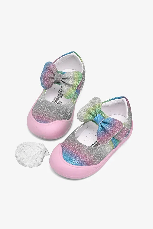 Детские балетки для девочек с принтом Rainbow First Step Bowknot Ballerina Shoes Tonny Black, Rainbow