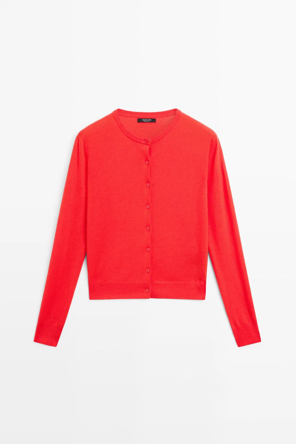 Кардиган Massimo Dutti Fine-Knit Round Neck, оранжевый — фото 2