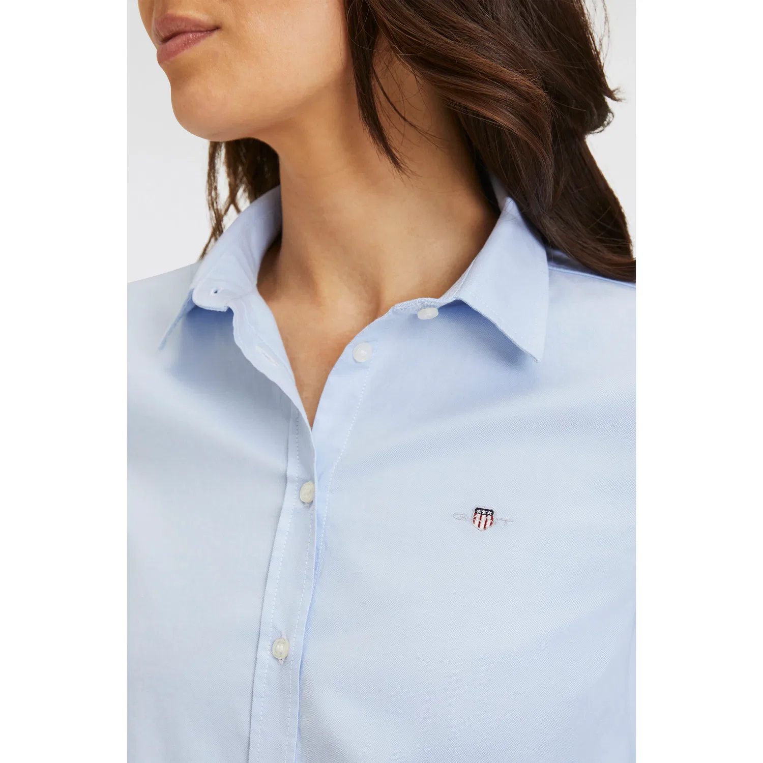 Женская блузка с длинным рукавом New Slim Stretch Oxford Gant, Light Blue — фото 3