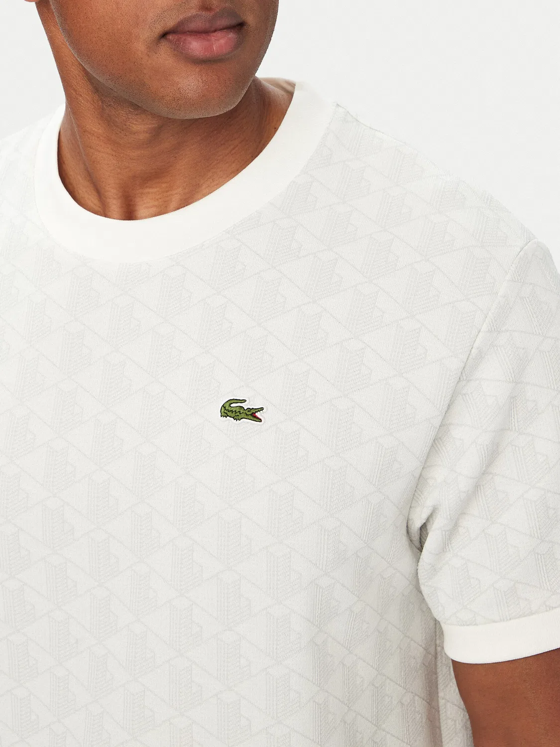 Мужская футболка стандартного кроя Lacoste, бежевый — фото 4