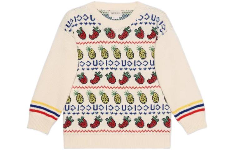 Детский свитер с круглым вырезом, средней жесткости Gucci, экрю — фото 3