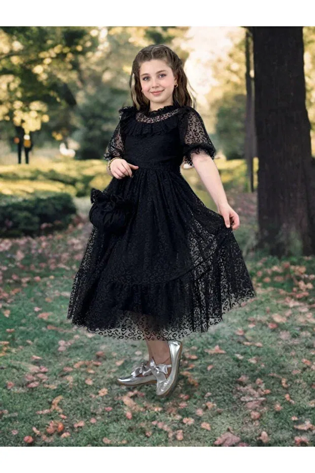 Детское платье для девочек кружевное Princess lace Dolce Kids, Black